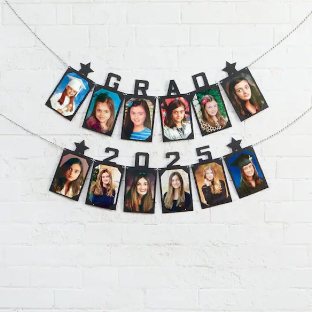 Black Graduation Photo Banner Paper Garland Grad 2025 by Celebrate It
